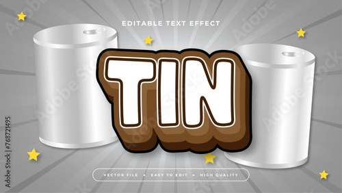 Silver brown and gray grey tin 3d editable text effect - font style