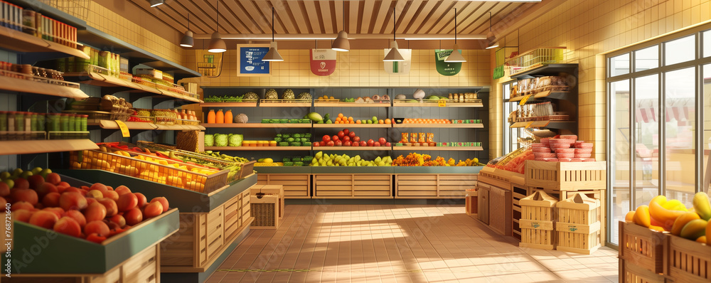 grocery shop 3d illustration
