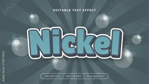 Blue white and gray grey nickel 3d editable text effect - font style