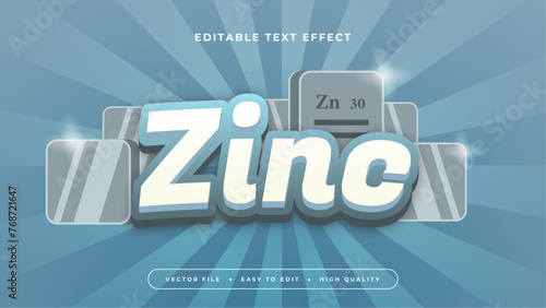 Blue grya grey and white zinc 3d editable text effect - font style