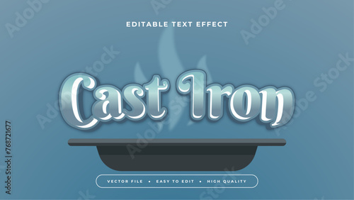 Blue black and gray grey cast iron 3d editable text effect - font style