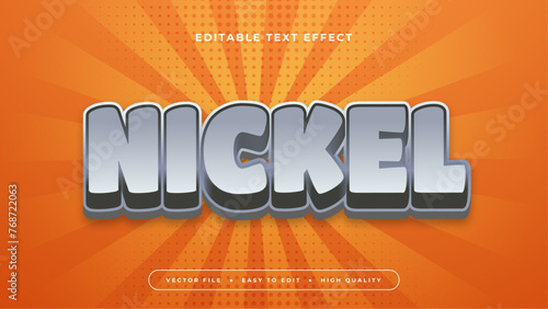 Orange and gray grey nickel 3d editable text effect - font style