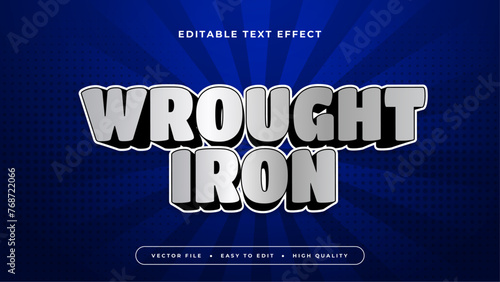 Blue and gray grey wrought iron 3d editable text effect - font style