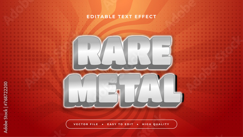 Orange red and gray grey rare metal 3d editable text effect - font style