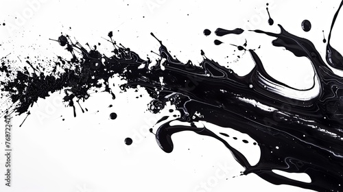 Abstract black ink splash in the style of traditional Chinese painting isolated on a white background