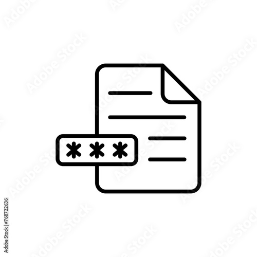 File password outline icons, minimalist vector illustration ,simple transparent graphic element .Isolated on white background