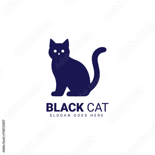 Fototapeta Naklejka Na Ścianę i Meble -  Elegant full-body black cat silhouette