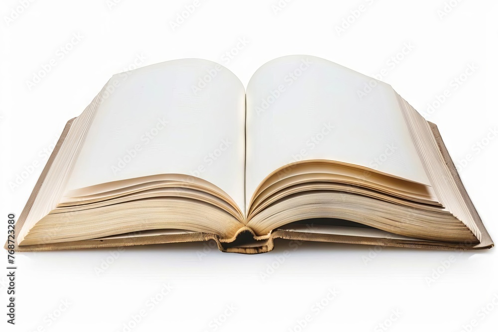 Open Book with Blank Pages Isolated on White, Education and Knowledge Concept Open Book with Blank Pages Isolated on White, Education and Knowledge Concept