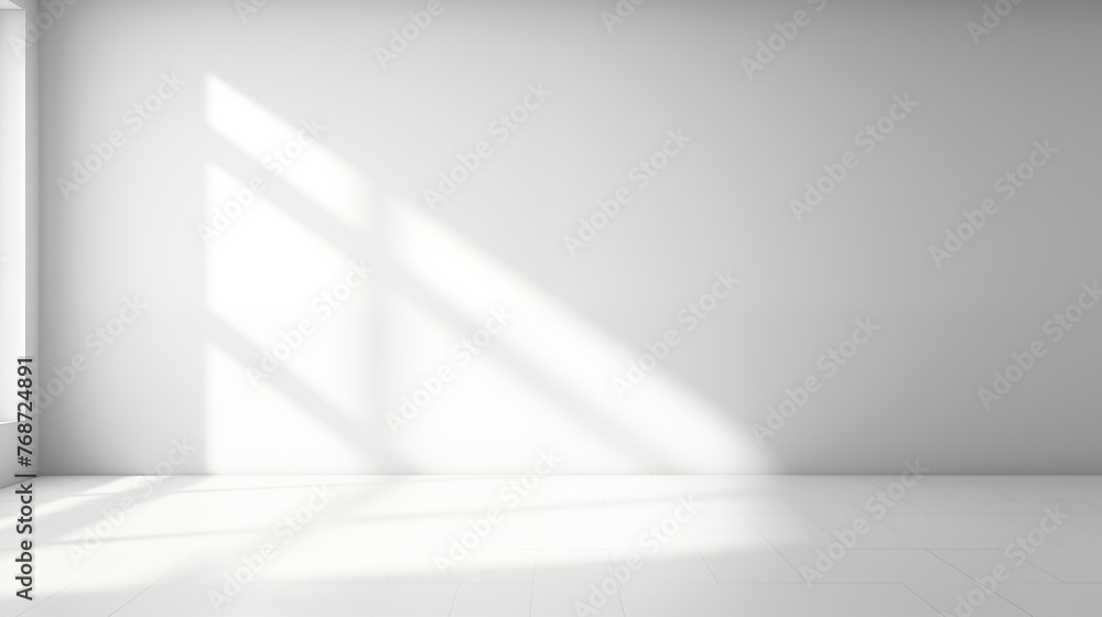 Minimalist White Room with Natural Light and Shadows Minimalist White Room with Natural Light and Shadows