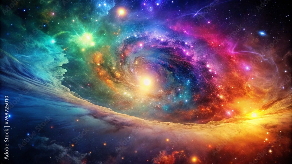 Distant multicoloured galaxy cosmos in space Distant multicoloured galaxy cosmos in space