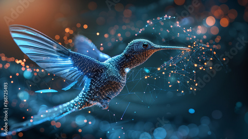 hummingbird in flight, Generative AI