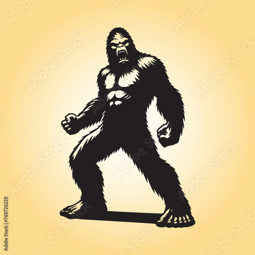 Bigfoot angry silhouette vector illustration