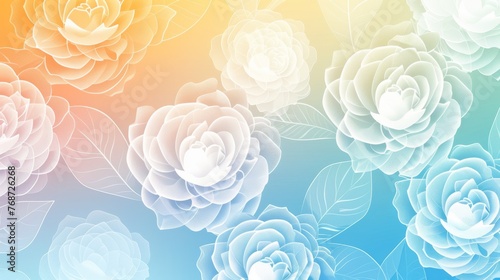  Blue, yellow, pink, orange background with flowers