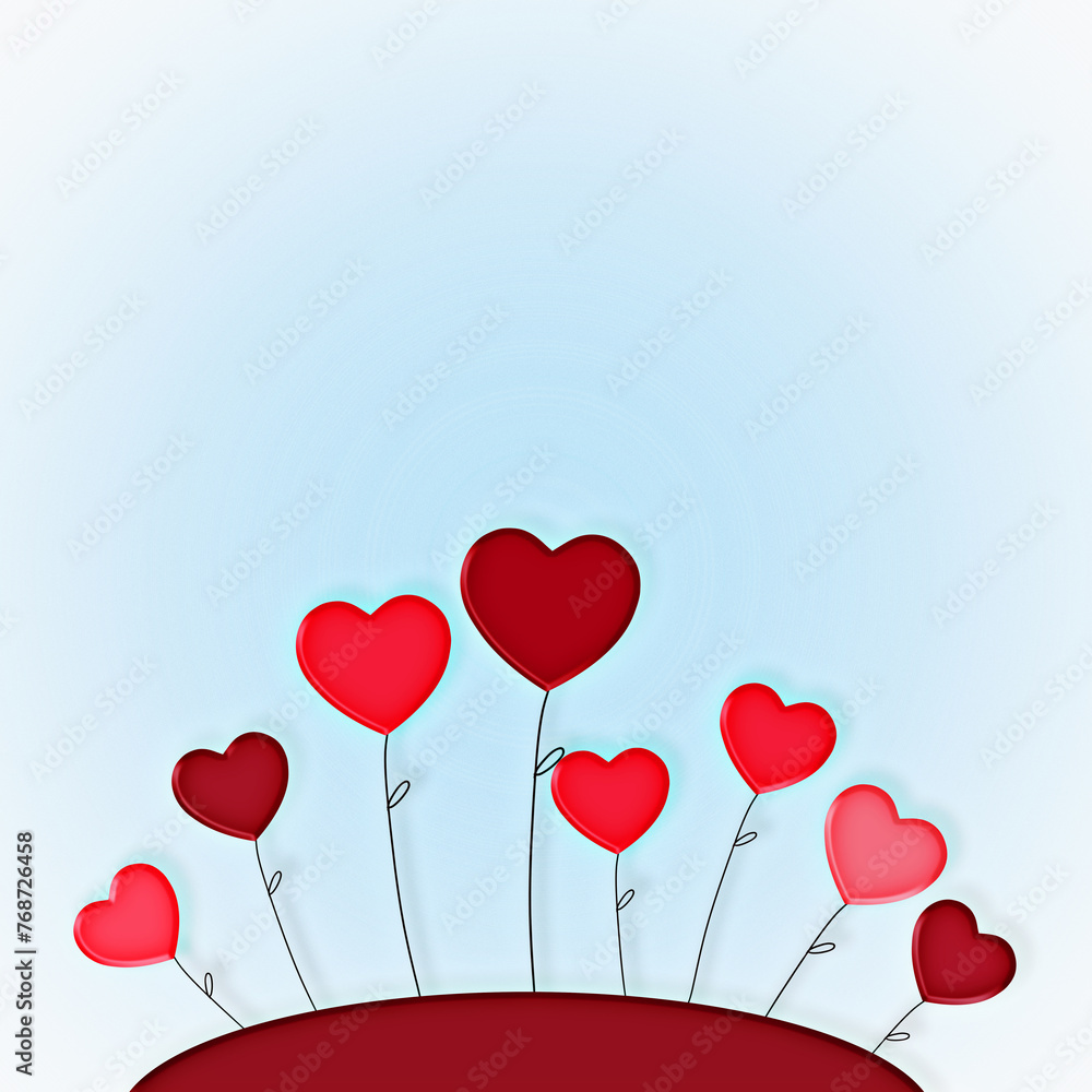 Graphic, tree and hearts for symbol of love for support, emotional connection or mockup space. Studio background, creative or illustration of anniversary, wallpaper or art for care, design or romance Graphic, tree and hearts for symbol of love for support, emotional connection or mockup space. Studio background, creative or illustration of anniversary, wallpaper or art for care, design or romance