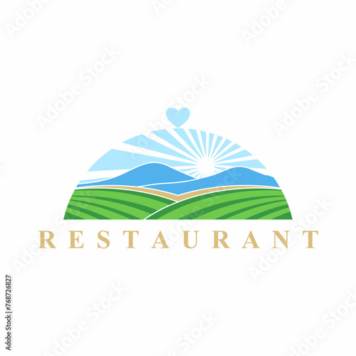 Vector illustration of breakfast dish logo design, restaurant, restaurant, food court, cafe