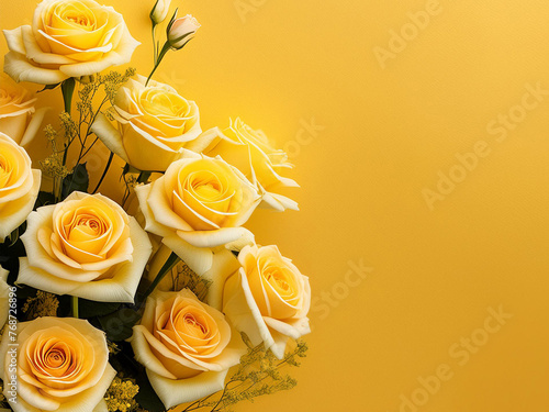 黄色い薔薇の背景　父の日　コピースペース photo