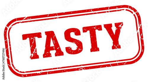 tasty stamp. tasty rectangular stamp on white background