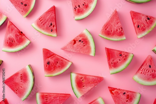 Watermelon pattern on pink background.