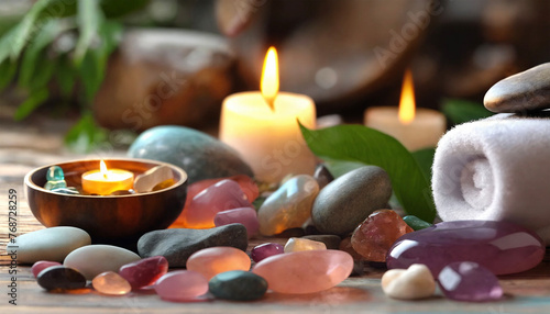 Spa, Zen, Massage, Reiki, Litotherapy, background - AI generated