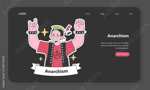 Emblematic anarchist figure. Flat vector illustration