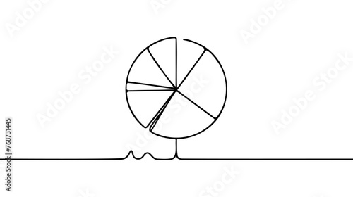 Continuous line drawing of pie chart. Business concept. Sketch icon. Growth graph. Object one line, single line art, vector illustration