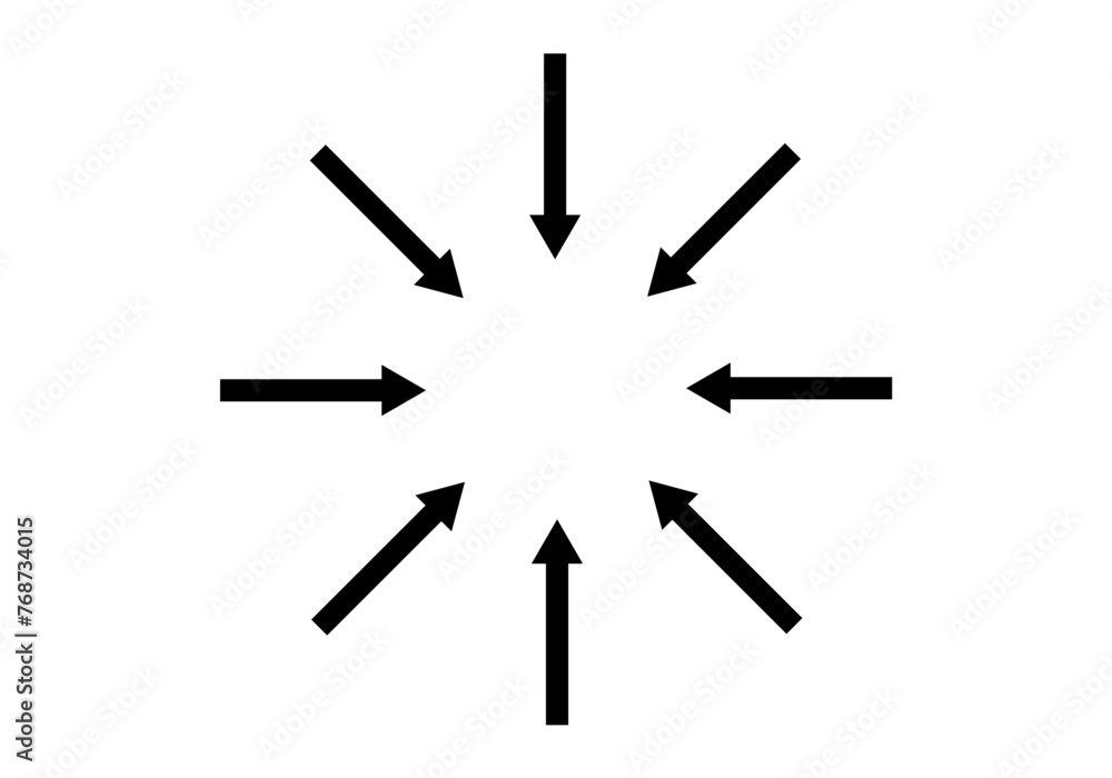 Icono de 8 flechas formando círculo en dirección hacia el interior - obrazy, fototapety, plakaty 