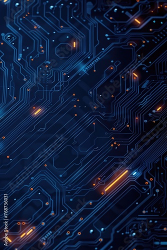 Futuristic Blue Technology Circuit Lines Wallpaper