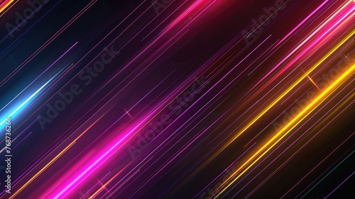 Sleek Neon Light Stripes on Dark Background