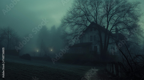 Misty Evening at Rural House