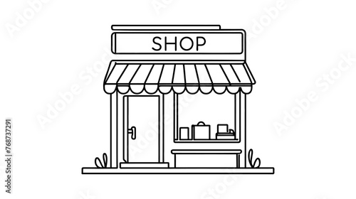 Continuous one line drawing cafe or store. Building and office concept. Single line draw design vector graphic illustration.