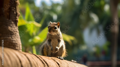 Indian Palm Squirrel, A Jumpy Resident of Urban Parks. Generated AI