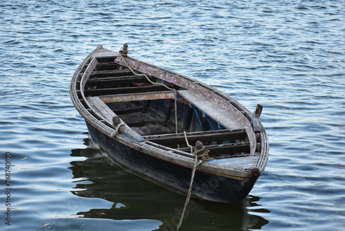 Rowing boat on Ganges river in Varanasi  India