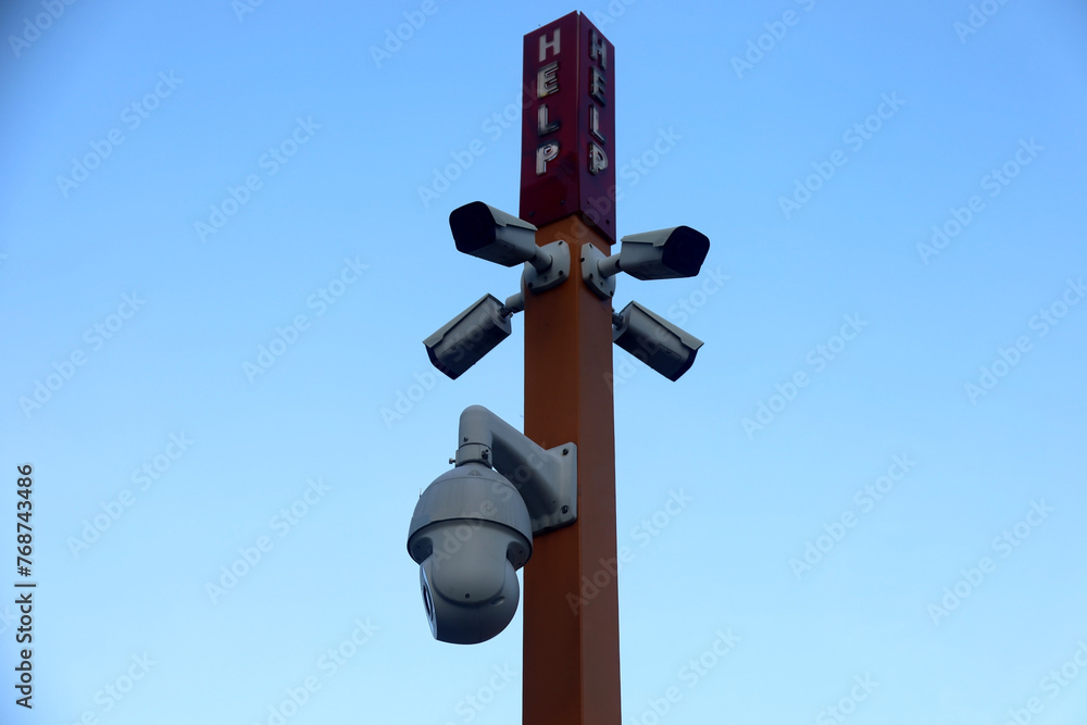 security cameras in public spaces. CCTV surveillance cameras, multi-angle CCTV security cameras in public spaces. CCTV surveillance cameras, multi-angle CCTV