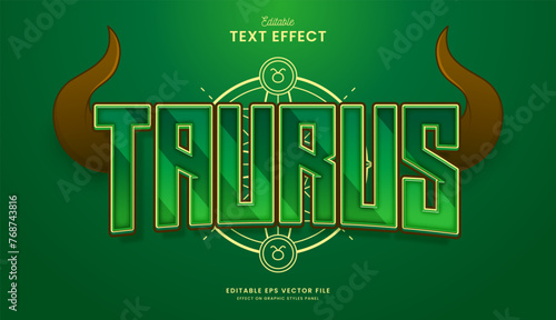 decorative editable zodiac taurus text effect vector design