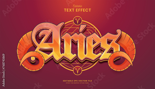 decorative editable zodiac aries text effect vector design