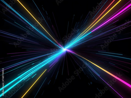 Abstract neon wallpaper with dynamic glowing lines on a black background drawing light. Concept Abstract Art  Neon Colors  Glowing Lines  Black Background design  Dynamic Wallpaper