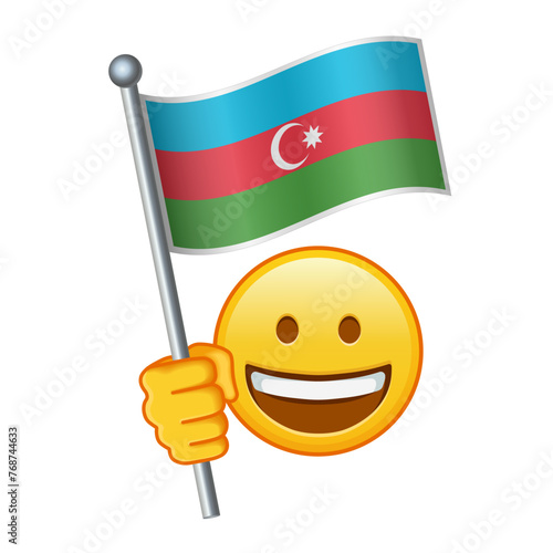 Emoji with Azerbaijan flag Large size of yellow emoji smile