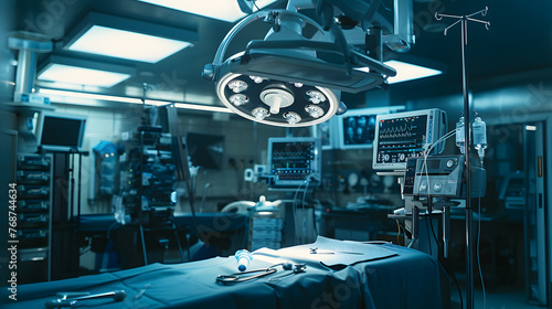 Modern equipment in the operating room Medical equipment for neurosurgery. Medical laboratories and operating rooms.AI