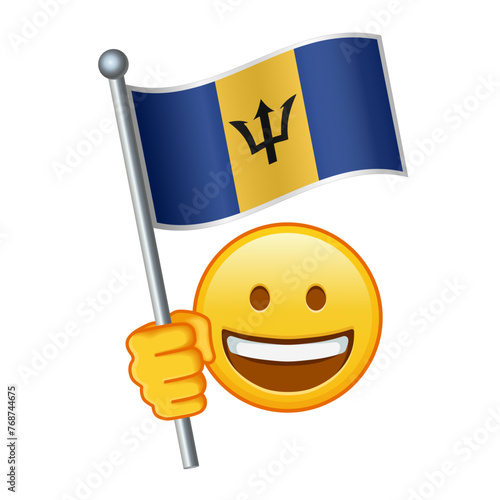 Emoji with Barbados flag Large size of yellow emoji smile