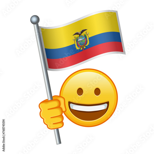 Emoji with Ecuador flag Large size of yellow emoji smile