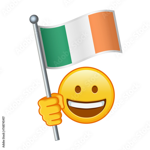Emoji with Ireland flag Large size of yellow emoji smile