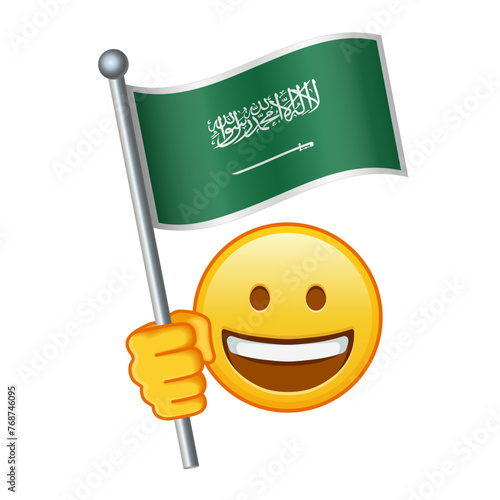 Emoji with Saudi Arabia flag Large size of yellow emoji smile