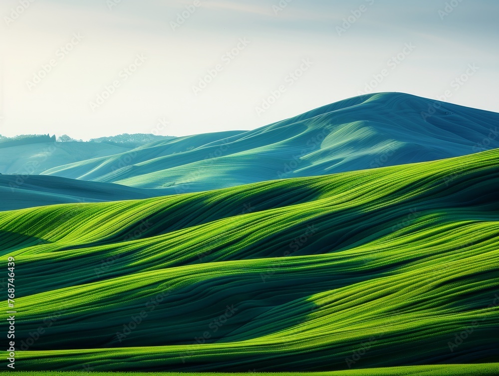 Green Grass Field With Background Hills