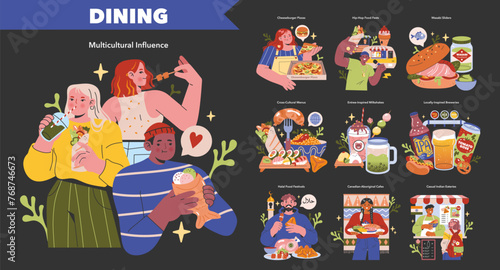 Global Cuisine Fusion Set. Vector illustration