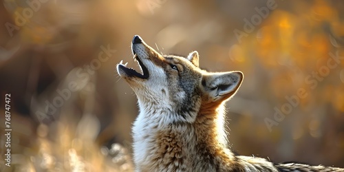 Coyote Vocalizing in Scenic Desert Canyon Landscape at Sunset