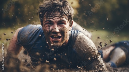 Rugby Player Prioritizing Safety with a Mouthguard Generative AI photo
