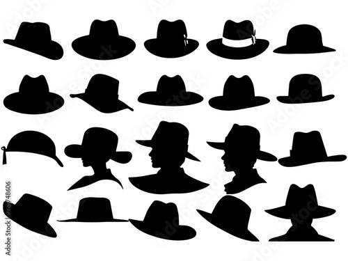 set of silhouettes hats vector illustration