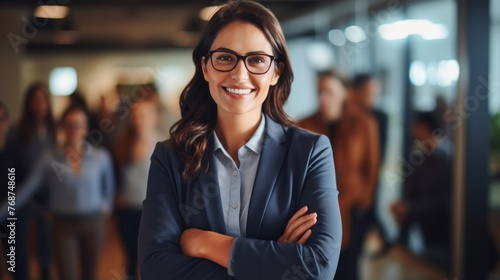 Corporate Woman Excelling as a Manager and Coach in a Training Workshop at the Office Generative AI