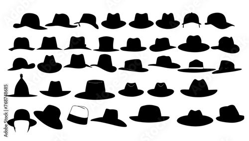 set of silhouettes hats vector illustration