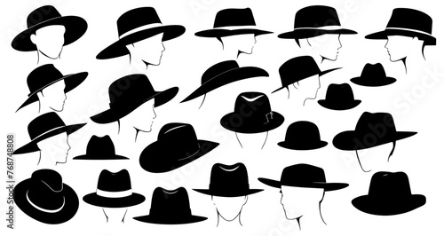 set of silhouettes hats vector illustration